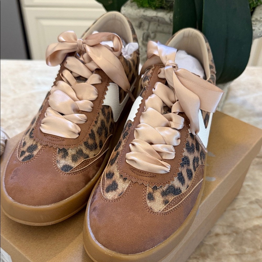 Elegant Satin Lace Leopard Women's Sneakers